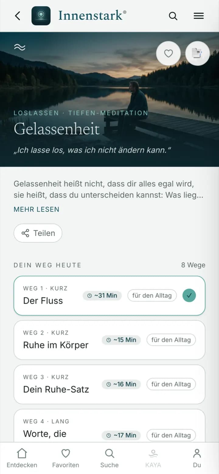 Themenseite Gelassenheit mit mehreren Wegen
